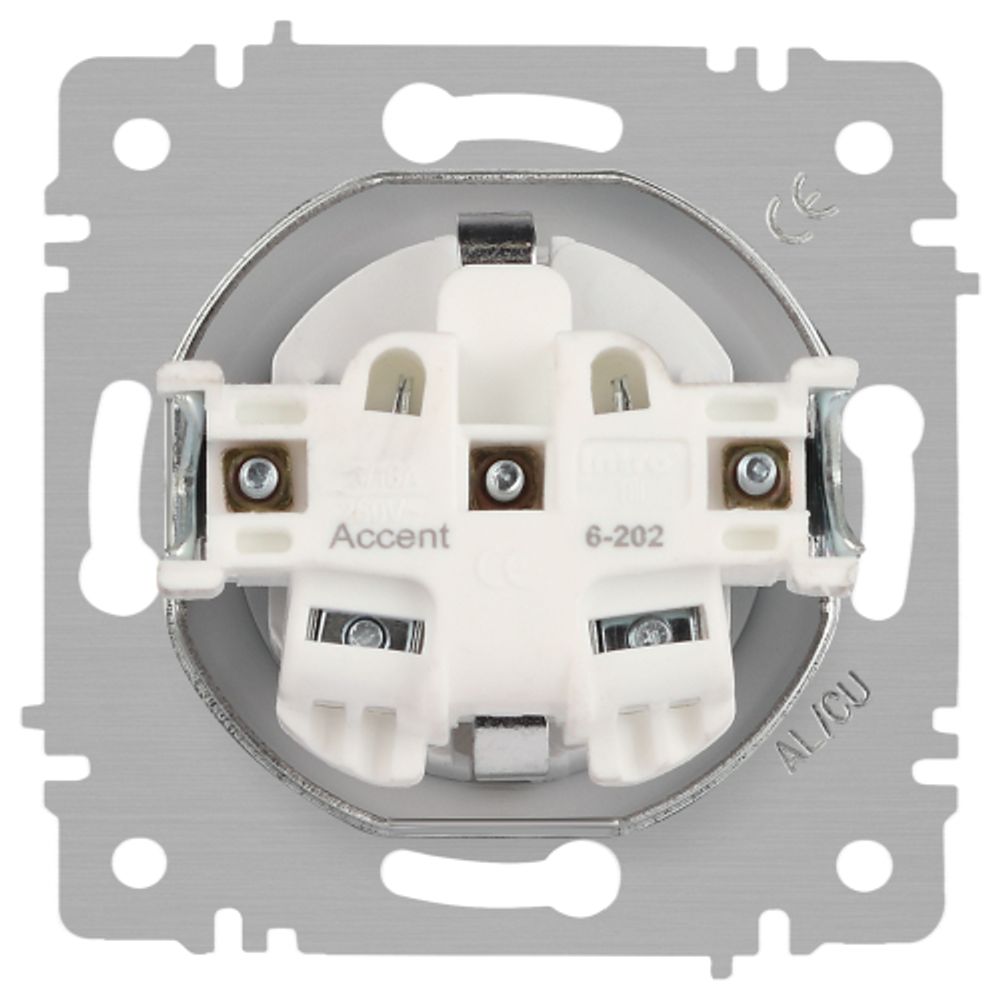 Розетка Intro Accent 6-202-01М 2P+E Schuko 16А-250В IP20 СУ AL/CU белый матовый | Intro