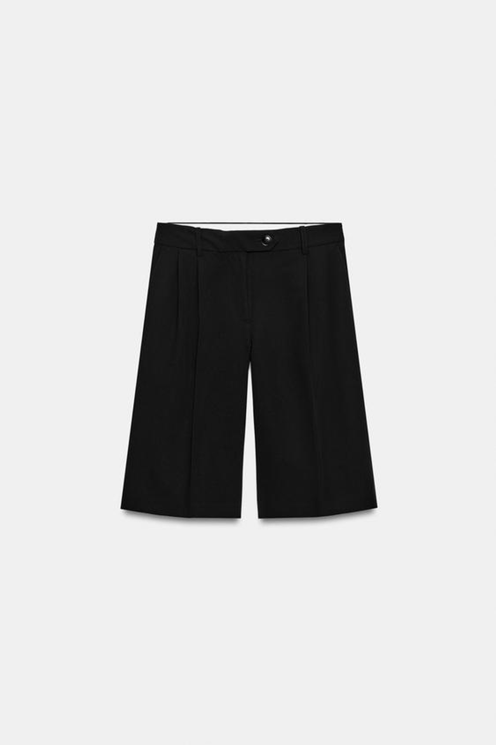 ZARA ДЛИННЫЕ ШОРТЫ СО СКЛАДКАМИ, ЧЕРНЫЙ