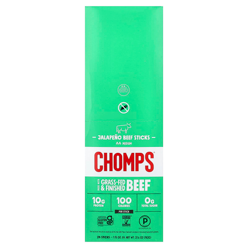 Chomps, Jalapeño Beef Sticks, Medium, 24 Sticks, 1.15 oz (32 g) Each