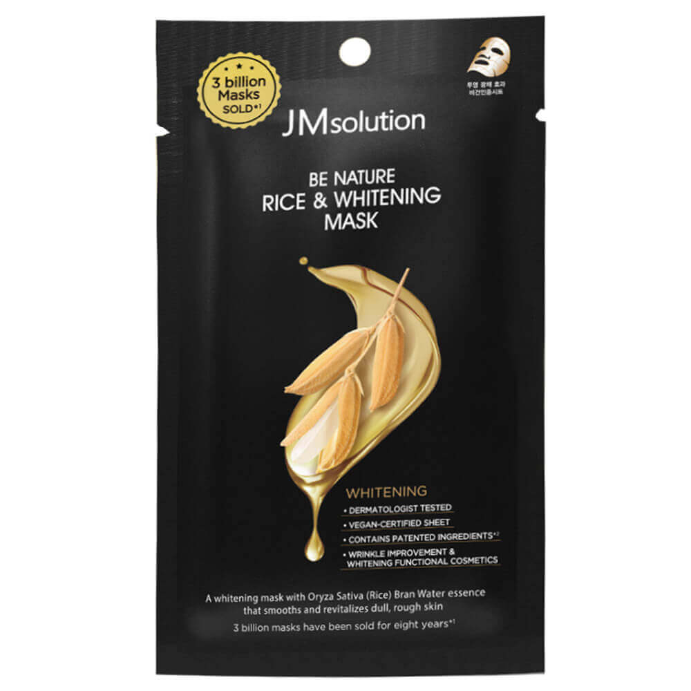 JMsolution Осветляющая тканевая маска для лица с водой из рисовых отрубей Be Nature Rice & Whitening Mask