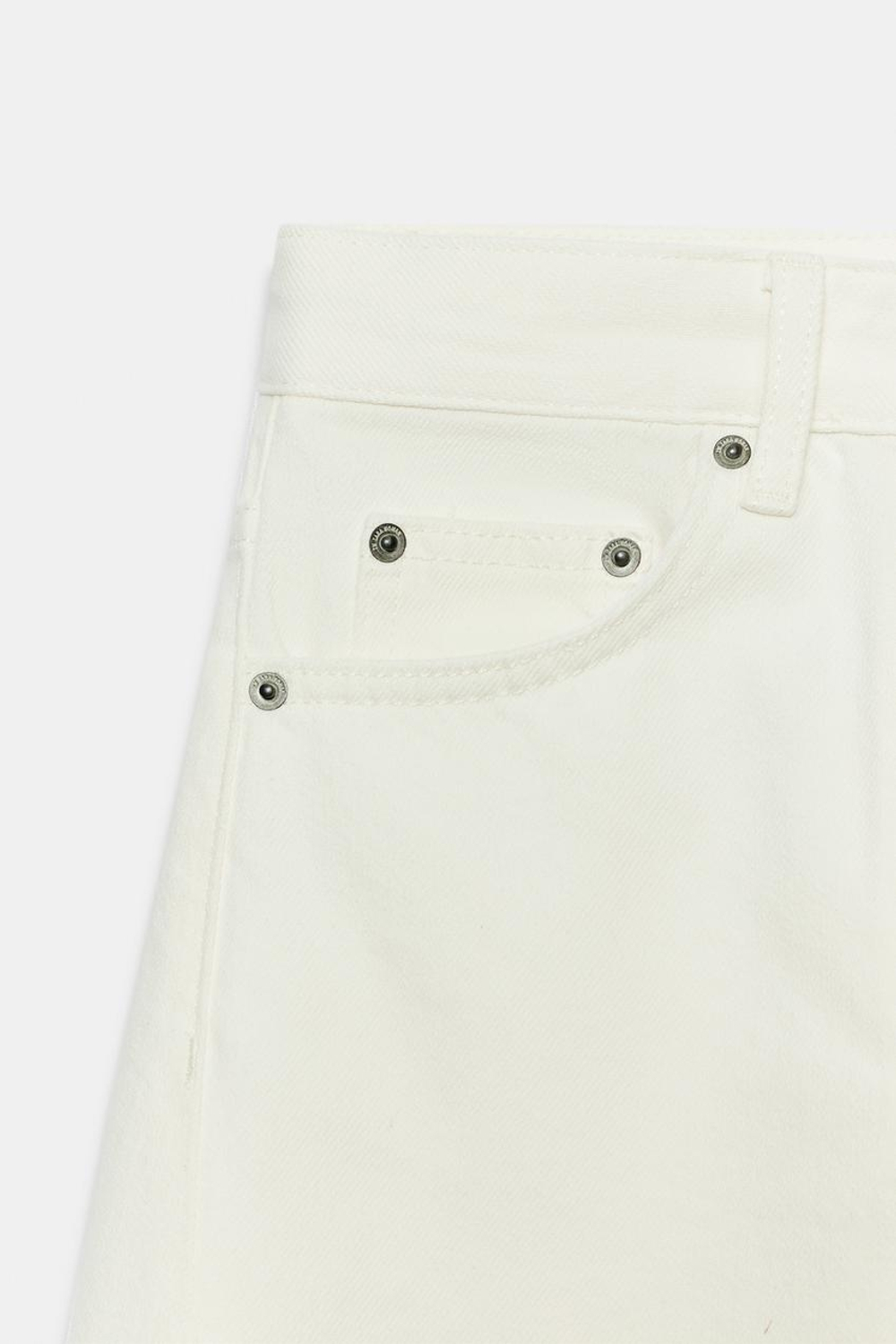 ZARA ДЖИНСЫ BALLOON СО СРЕДНЕЙ ПОСАДКОЙ — ZW COLLECTION, ЖЕЛТОВАТО-БЕЛЫЙ