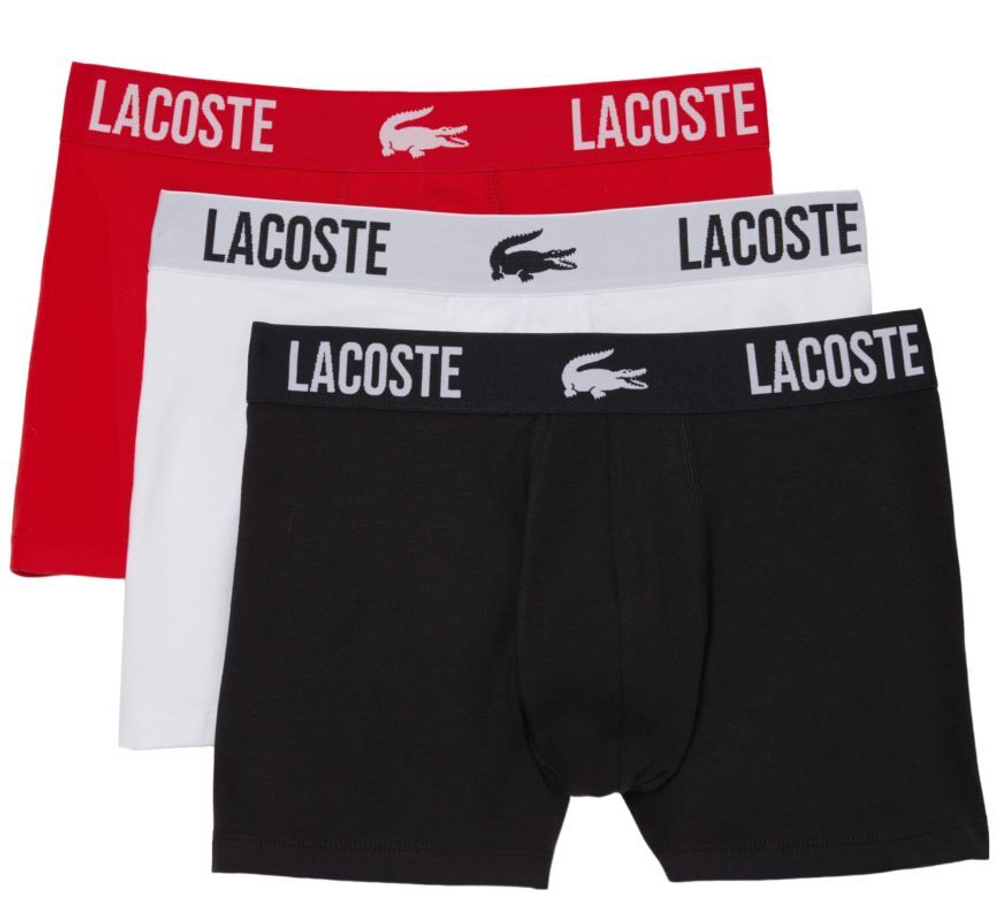 Мужские спортивные боксеры Lacoste Branded Jersey Trunk 3P - black/red/white