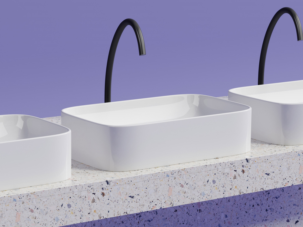 Умывальник чаша накладная прямоугольная Ceramicanova Элемент (Element) 605x380x150мм CN6053