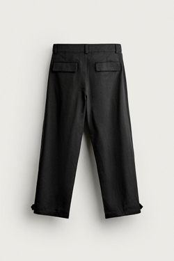 ZARA БРЮКИ BALLOON С ХЛЯСТИКАМИ, ЧЕРНЫЙ