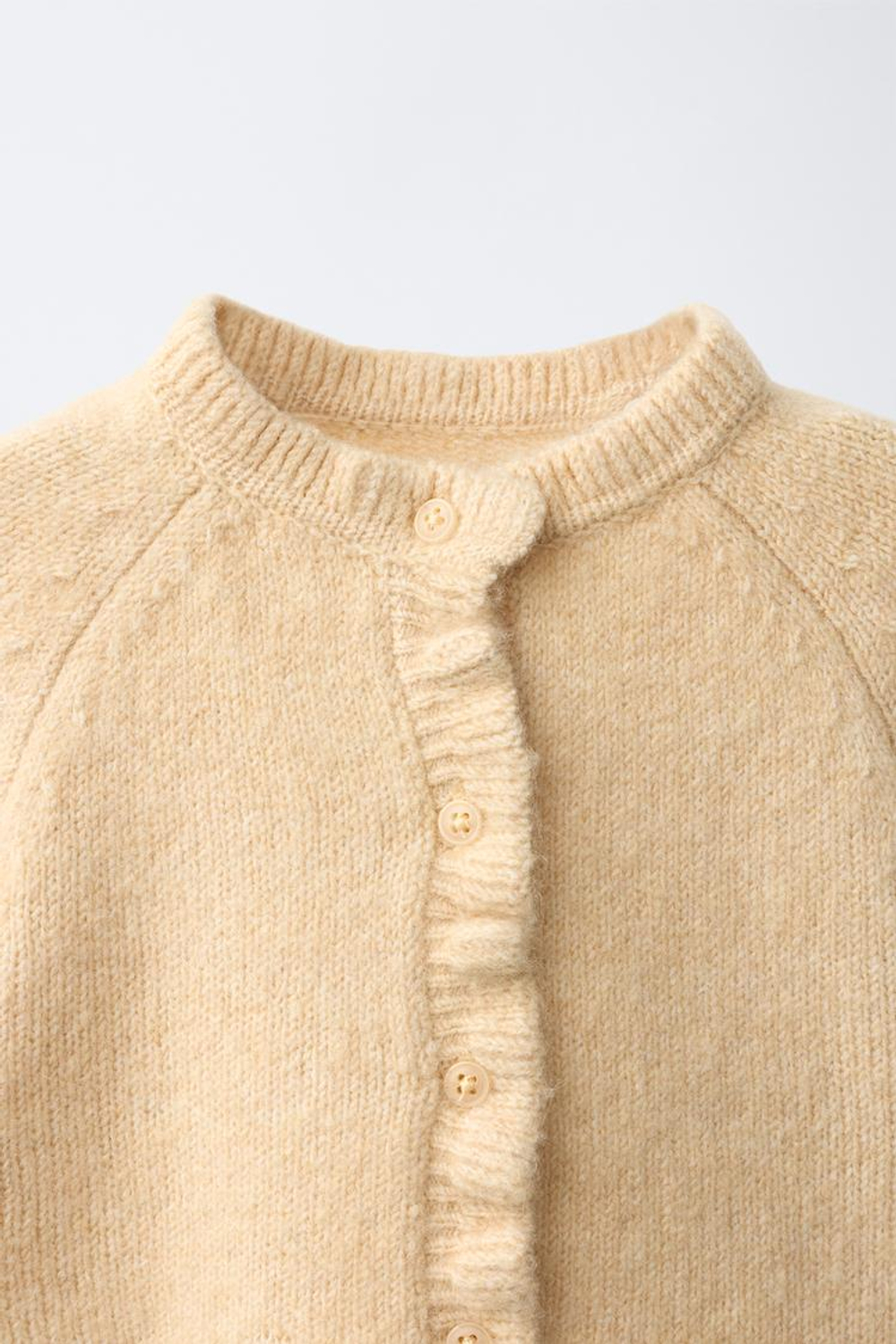 ZARA КАРДИГАН С ОБОРКАМИ, ВАНИЛЬНЫЙ