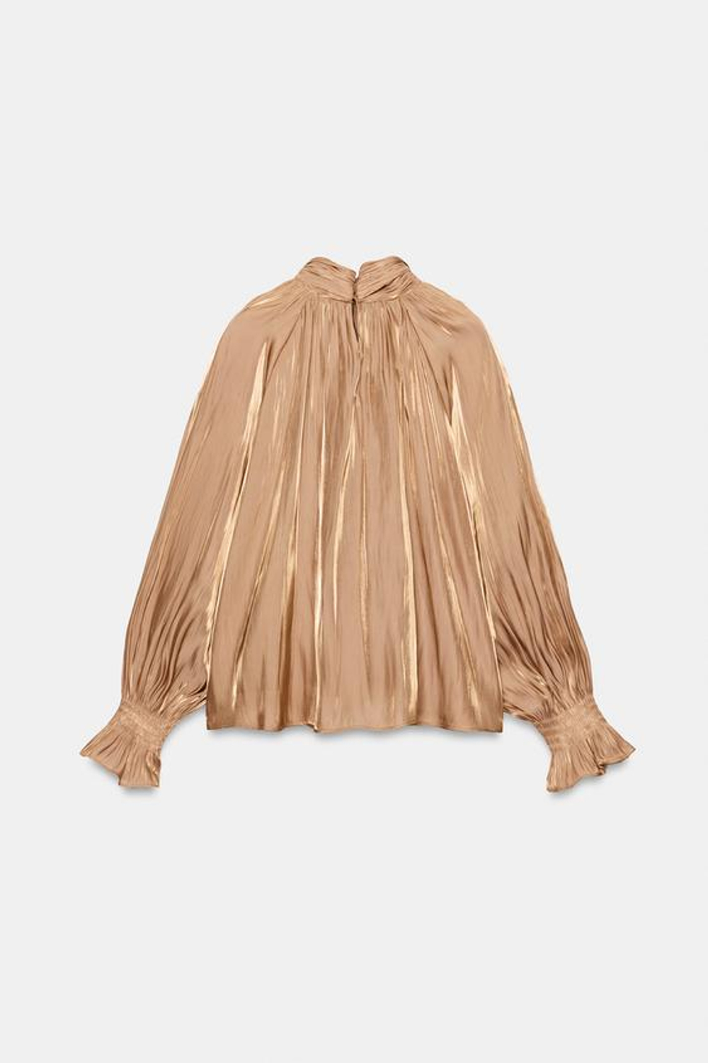 ZARA АТЛАСНАЯ БЛУЗА С БАНТОМ, МЯГКИЙ КАШТАНОВЫЙ