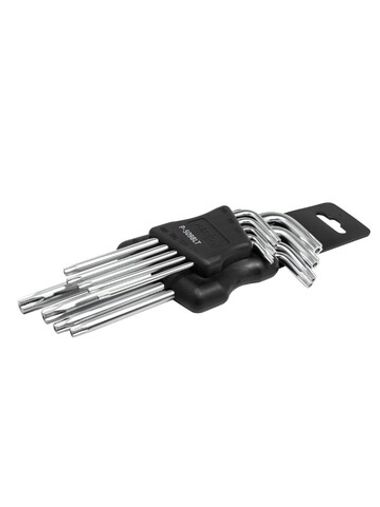 Набор ключей TORX Г-образных длинных, 9пр. (Т10Н, Т15Н, Т20Н, Т25Н,Т27Н, Т30Н, Т40Т, Т45Н,Т50Н с отверстием) в пластиковом держателе PATRON P-5098LT