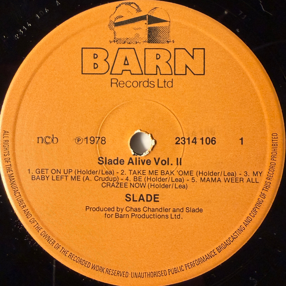 Slade ‎– Slade Alive Vol Two (Скандинавия 1978г.)