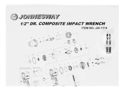 JAI-1114 Гайковерт пневматический ударный композитный 1/2"DR 9500 об/мин., 1356 Нм