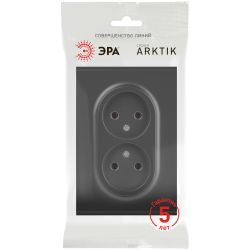 Розетка ЭРА Arktik 16-2107-05 без заземления двойная 2X2P 16А-250В антрацит | Эра Arktik