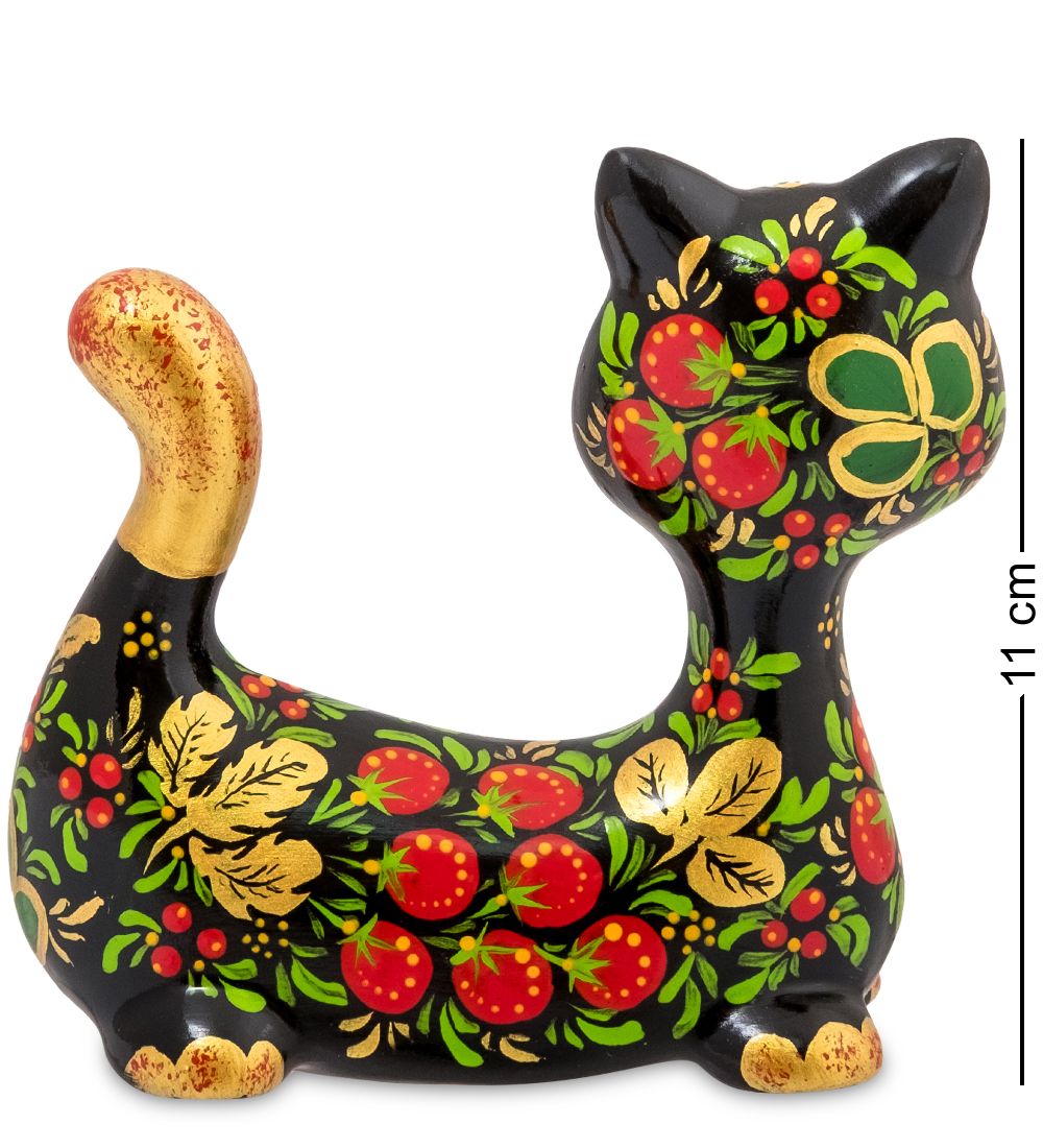 ГЛ- 976 Фигурка «Кот-Пряник» хохлома (Гжельский фарфор)
