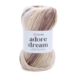 Адоре дрим (Adore dream) пряжа YarnArt 100%акрил антипилинг 5х100г/280м (1068 белый-кремовый-кофейный)