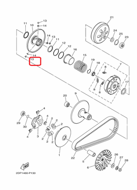 2DP-E7664-00. (1YC-E7664-00)PIN, GUIDE. Yamaha