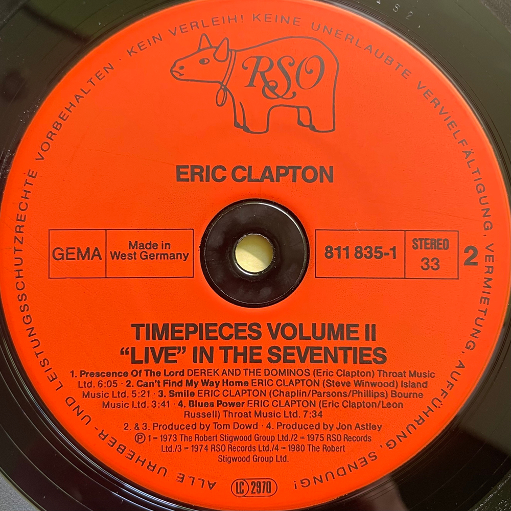 Eric Clapton ‎– Timepieces Vol. II - 'Live' In The Seventies (Германия 1983г.)