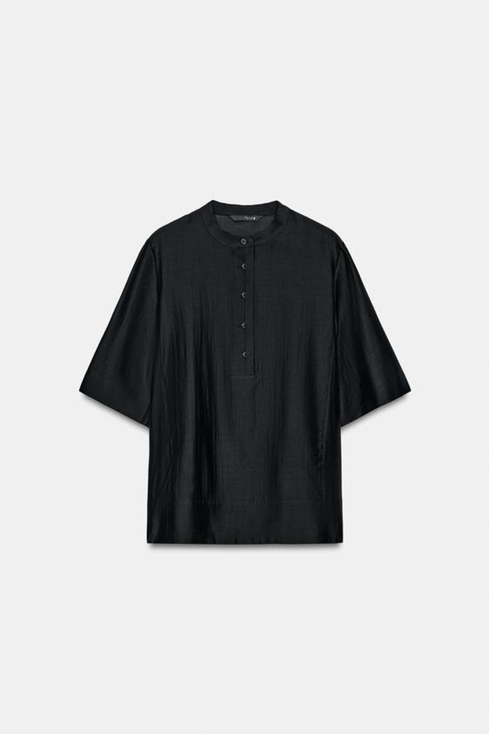 ZARA СТРУЯЩАЯСЯ БЛУЗА С КОРОТКИМИ РУКАВАМИ — ZW COLLECTION, ЧЕРНЫЙ