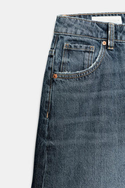 ZARA ДЖИНСОВЫЕ ШОРТЫ TRF BAGGY СО СРЕДНЕЙ ПОСАДКОЙ, СИНИЙ