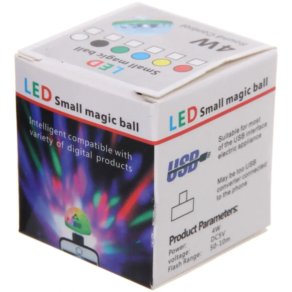 Диско-шар mini «Каледоскоп», LED (красный, зеленый, синий), переходник USB для iPhone