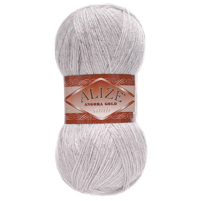 Пряжа Alize (Ализе) Angora Gold Simli / уп.5 мот. по 100 г, 500м, 168 белая зима A
