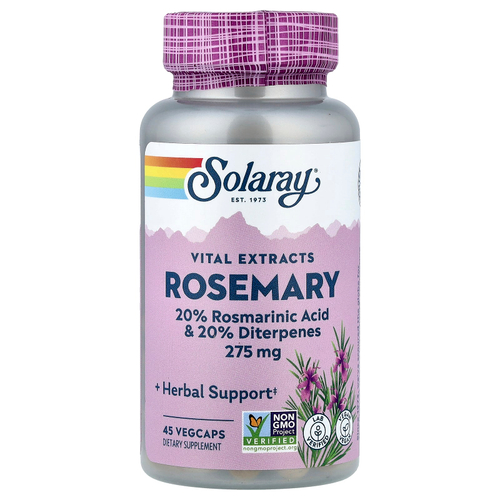 Solaray, Vital Extracts, розмарин, 45 капсул на растительной основе