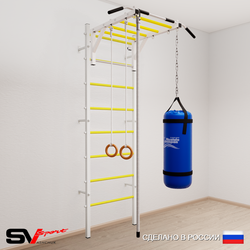 Шведская стенка Sv Sport усиленная 6331 (Турник рукоход/Канат/Кольца/Цепь/Мешок 15кг)