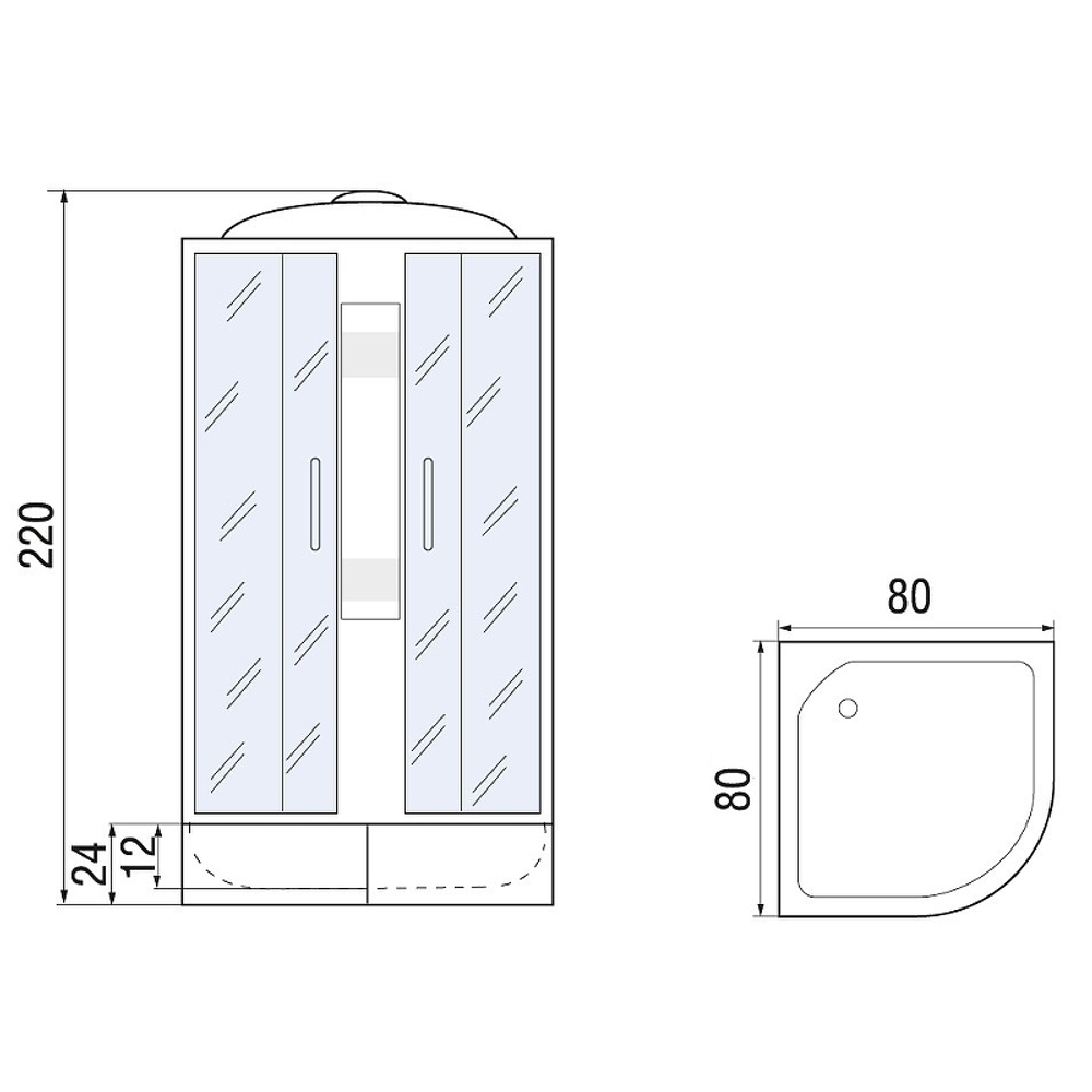 Душевая кабина River Nara Light XL 80x80 МТ 10000006221 с поддоном
