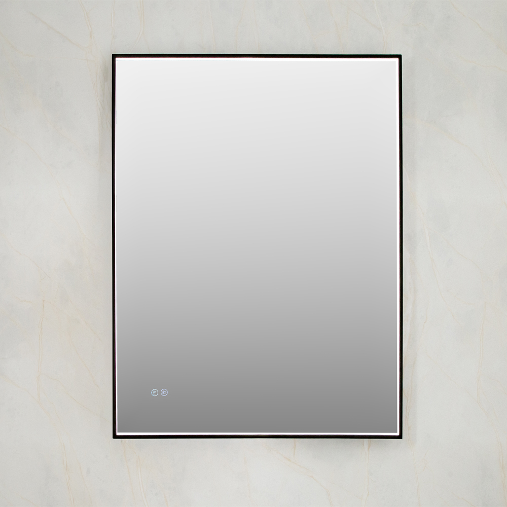 Зеркало с подсветкой AVS Лайн 75x90 см, антипар, черное матовое