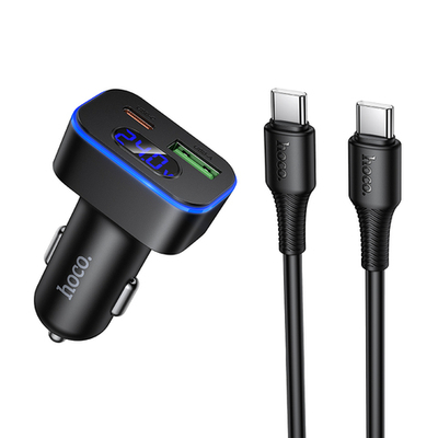 Автомобильное зарядное устройство Hoco Z63B, 1 USB QC3.0 18W, 1 PD 30W, с кабелем Type-C - Type-C, черное
