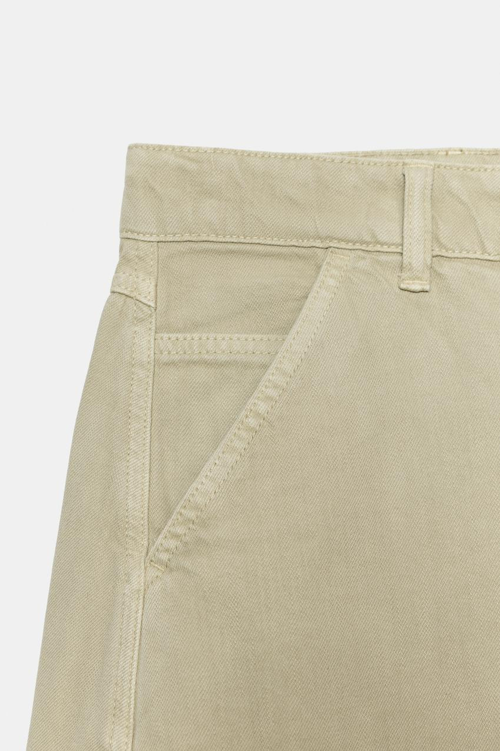 ZARA ДЖИНСЫ TRF CHINO BARREL СО СРЕДНЕЙ ПОСАДКОЙ, МЯГКИЙ ЗЕЛЕНЫЙ