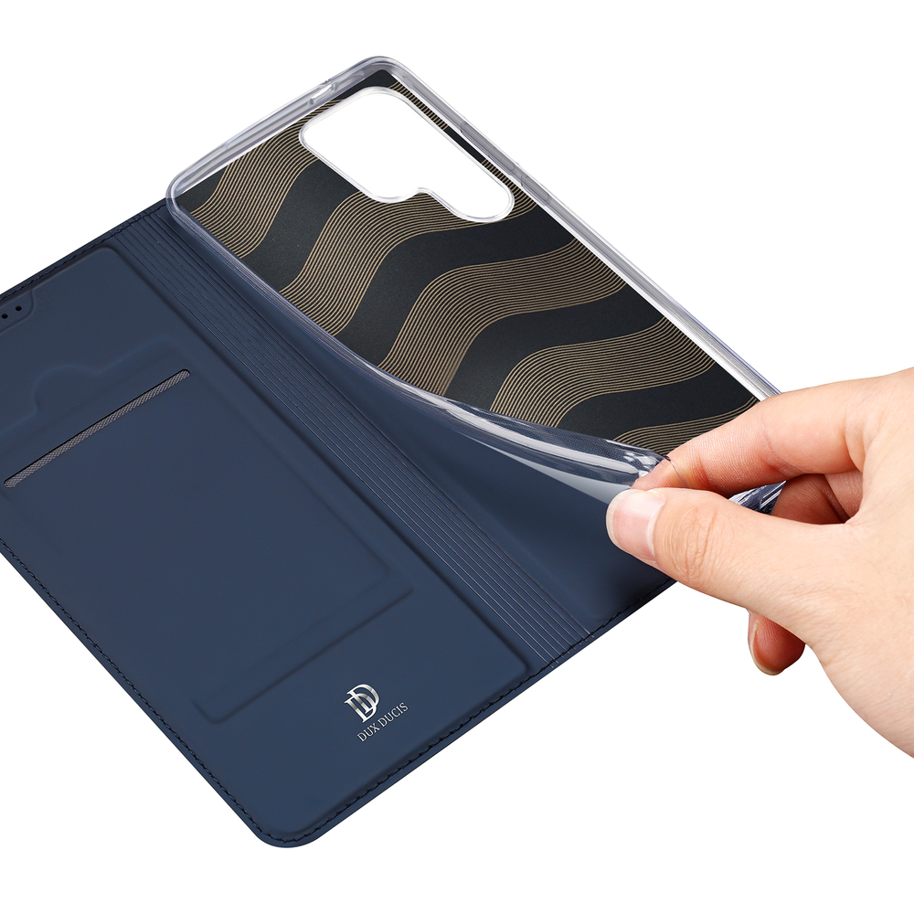 Чехол книжка синего цвета для смартфона Samsung Galaxy S26 Ultra, серия Skin Pro Series от Dux Ducis