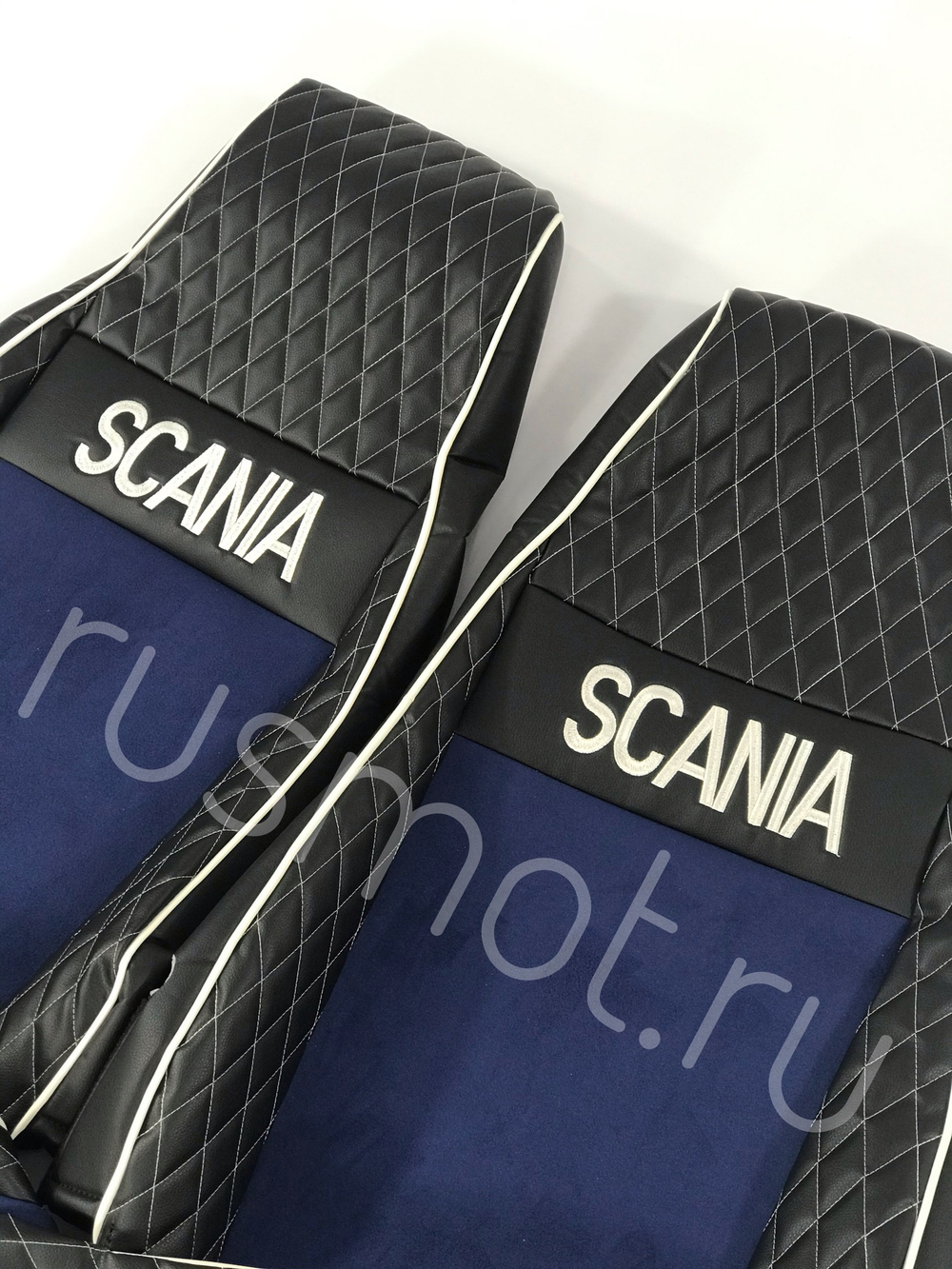 Чехлы Премиум стеганные кожа + аликанте вышивка SCANIA R/P/G 2004-2014 г. S21 Польша
