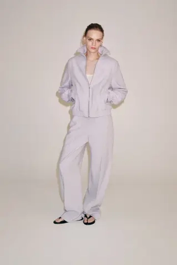 ZARA БРЮКИ-БАЛЛОНЫ ZW COLLECTION, ЦВЕТ МАЛЬВЫ