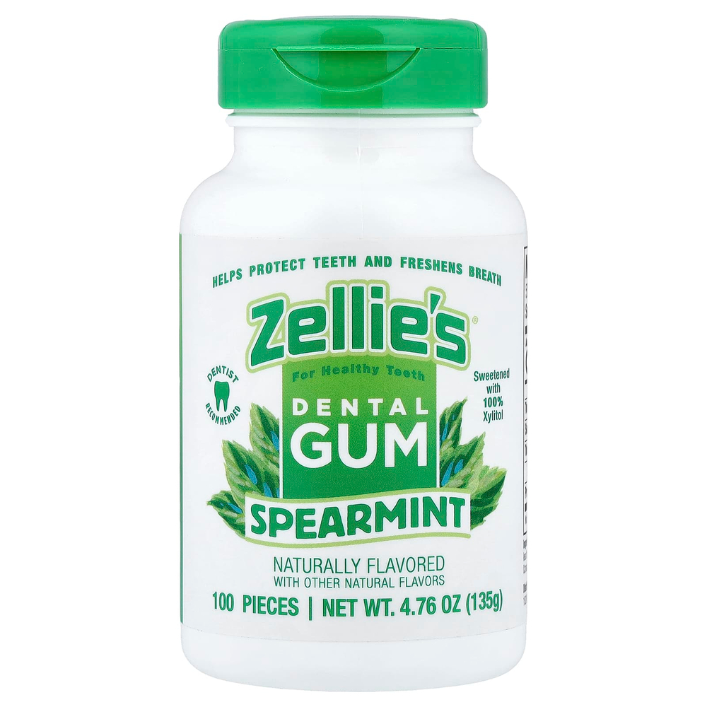 Zellie's, Dental Gum, мята, 100 шт.