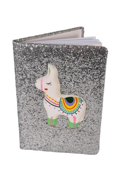 Записная книга "Лама" 21*15 см, 80 листов, блестки, сквиш