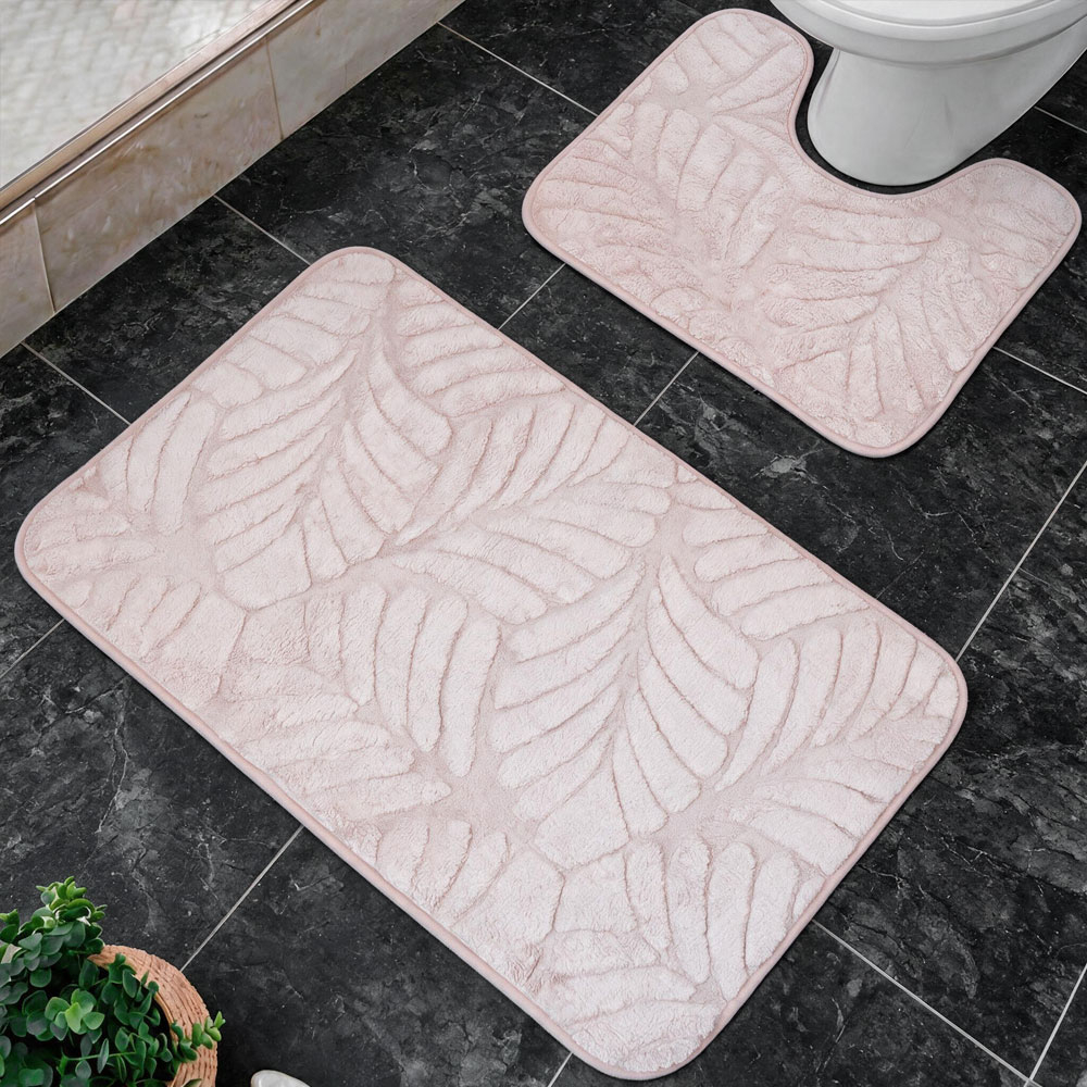 Комплект ковриков для ванной 2шт 50*80см/40*50см, п/э, A090239-4 розовый