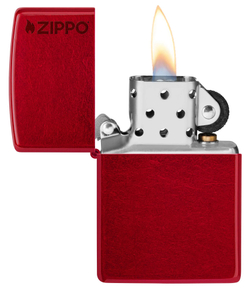 Зажигалка ZIPPO Logo с покрытием Candy Apple Red, латунь/сталь, красная, глянцевая, 38x13x57 мм, шт