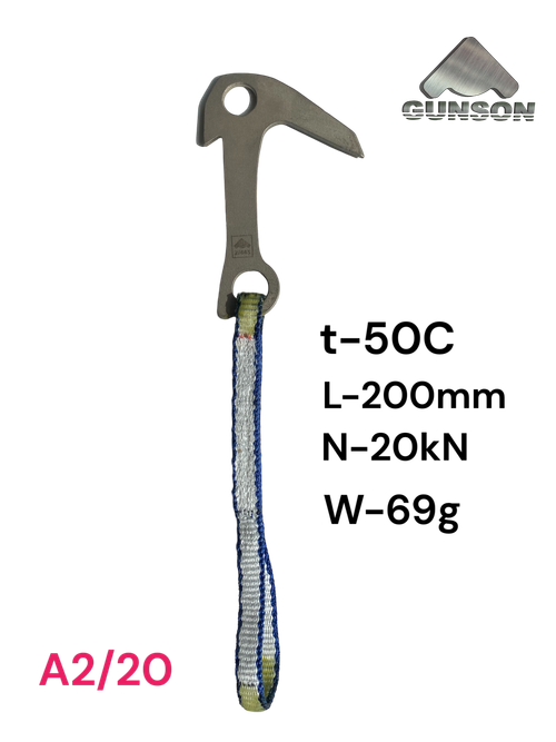 Якорный крюк №2/ 3мм / 30ХГСА / HRc 45 / Никель / t-50C / Dyneema 11х200mm/20kN / W-69g