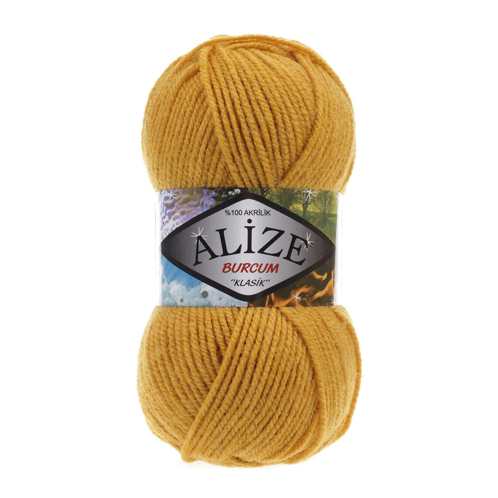 Бурджум классик (Burcum klasik) пряжа Alize 100%акрил 5х100г/210м (02 темно-желтый)