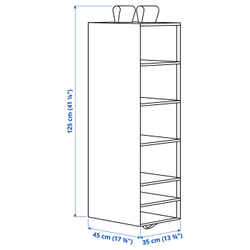 IKEA SKUBB  (ИКЕА СКУББ)  -  Подвесная полка, 6 отделений - тёмно-серая 35x45x125 см