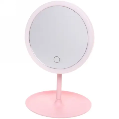 Зеркало настольное с подсветкой на подставке «SVETi», цвет розовый, USB, 28*18см
