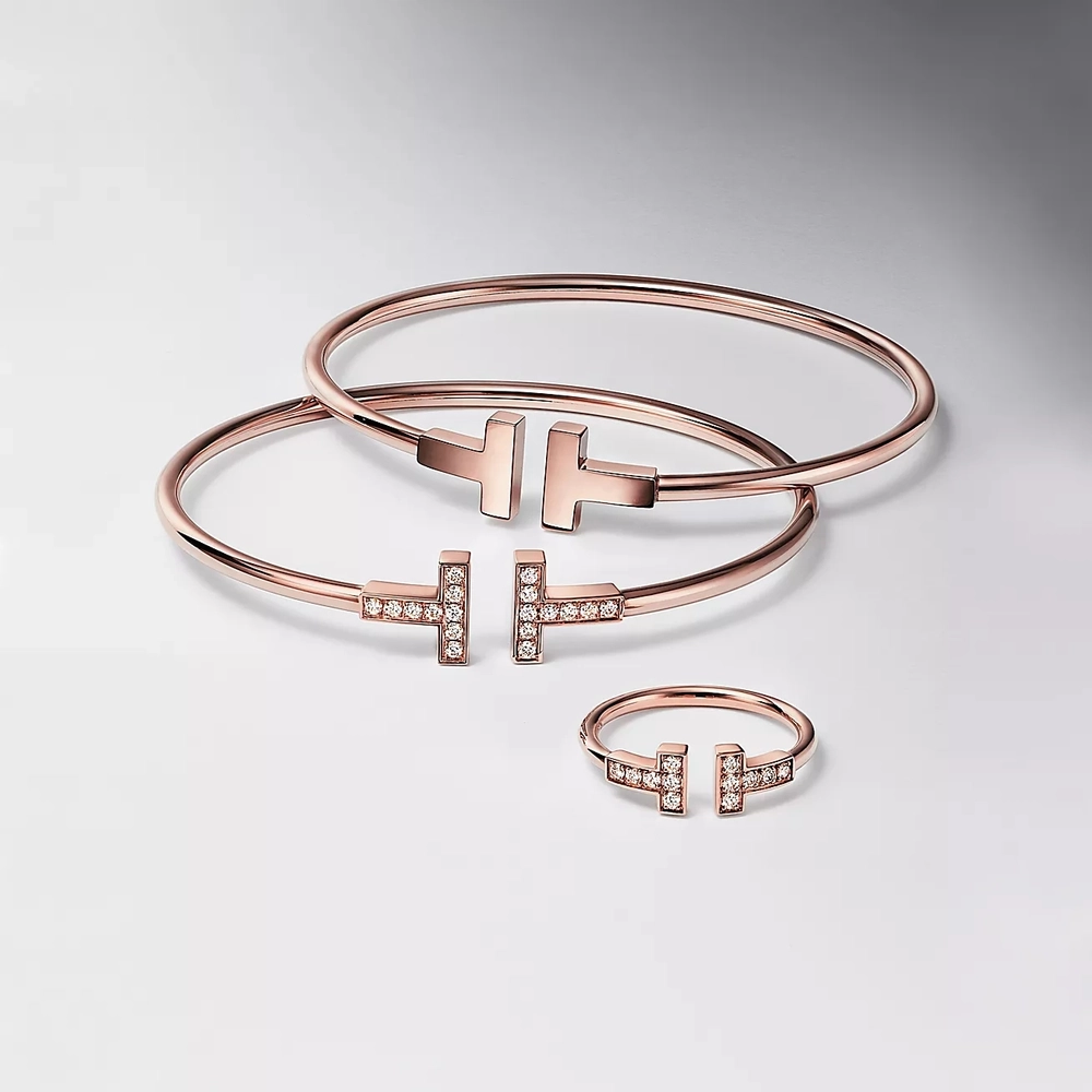 Кольцо из розового золота с бриллиантами 💎Tiffany T, В наличии