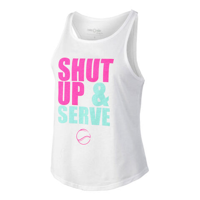 Женская теннисная майка Tennis-Point Shut Up & Serve Tank Top Women - White, Multicoloured
