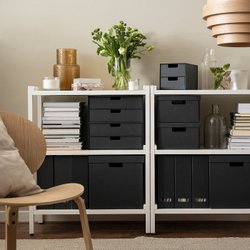 IKEA FJÄDERHARV  (ИКЕА ФЙЭДЕРХАРВ)  -  Коробка с крышкой - антрацит 25x35x16 см