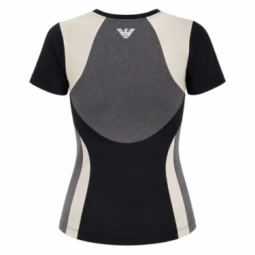 Женская теннисная футболка EA7 Woman Jersey - black/butter/asphalt