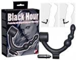 Кольцо на пенис с вибрацией и анальным стимулятором Black Hour (Цвет: черный с серебряным)