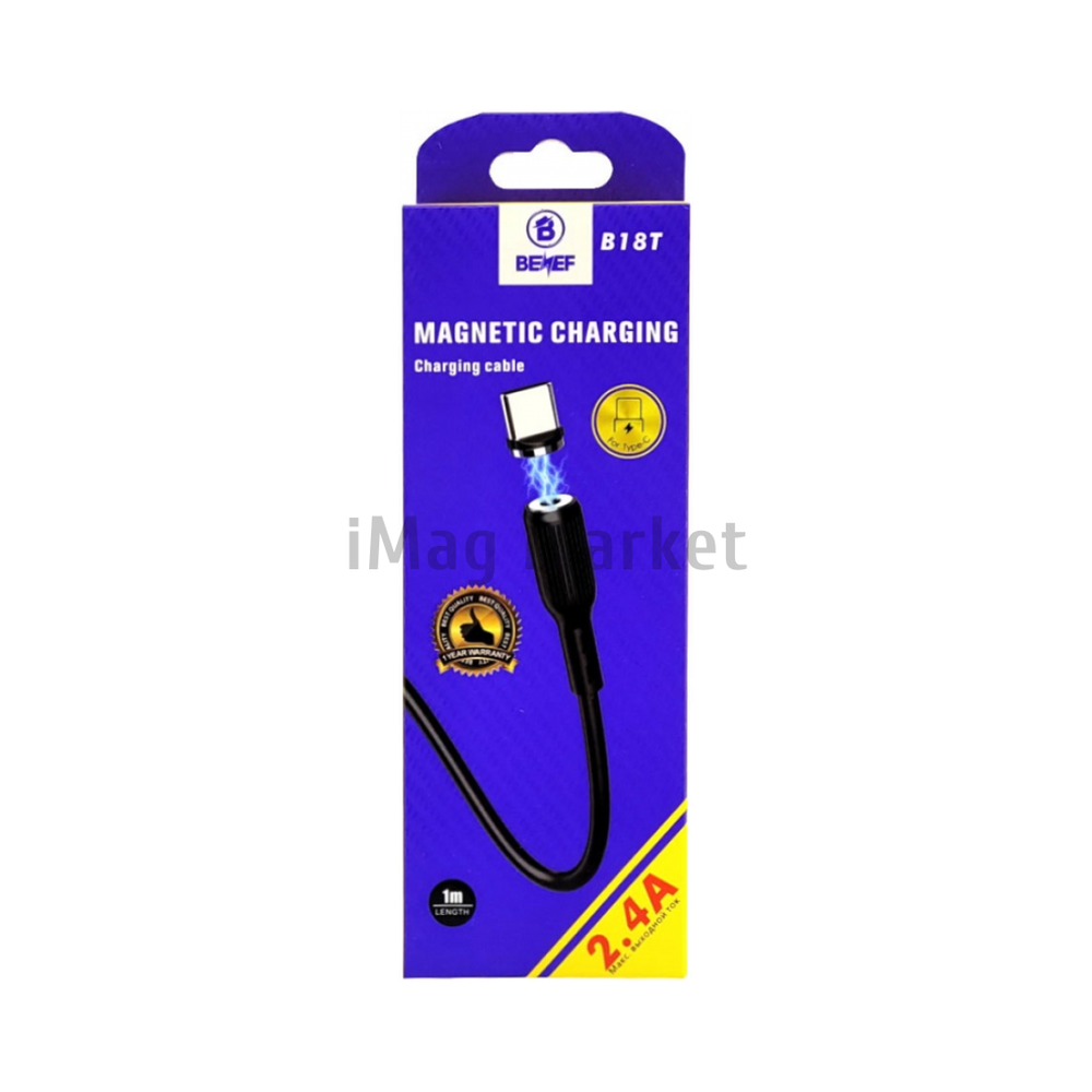 Зарядный кабель Benef B18T, USB-A - Type-C, 2.4A, 12W, 1 м, белый