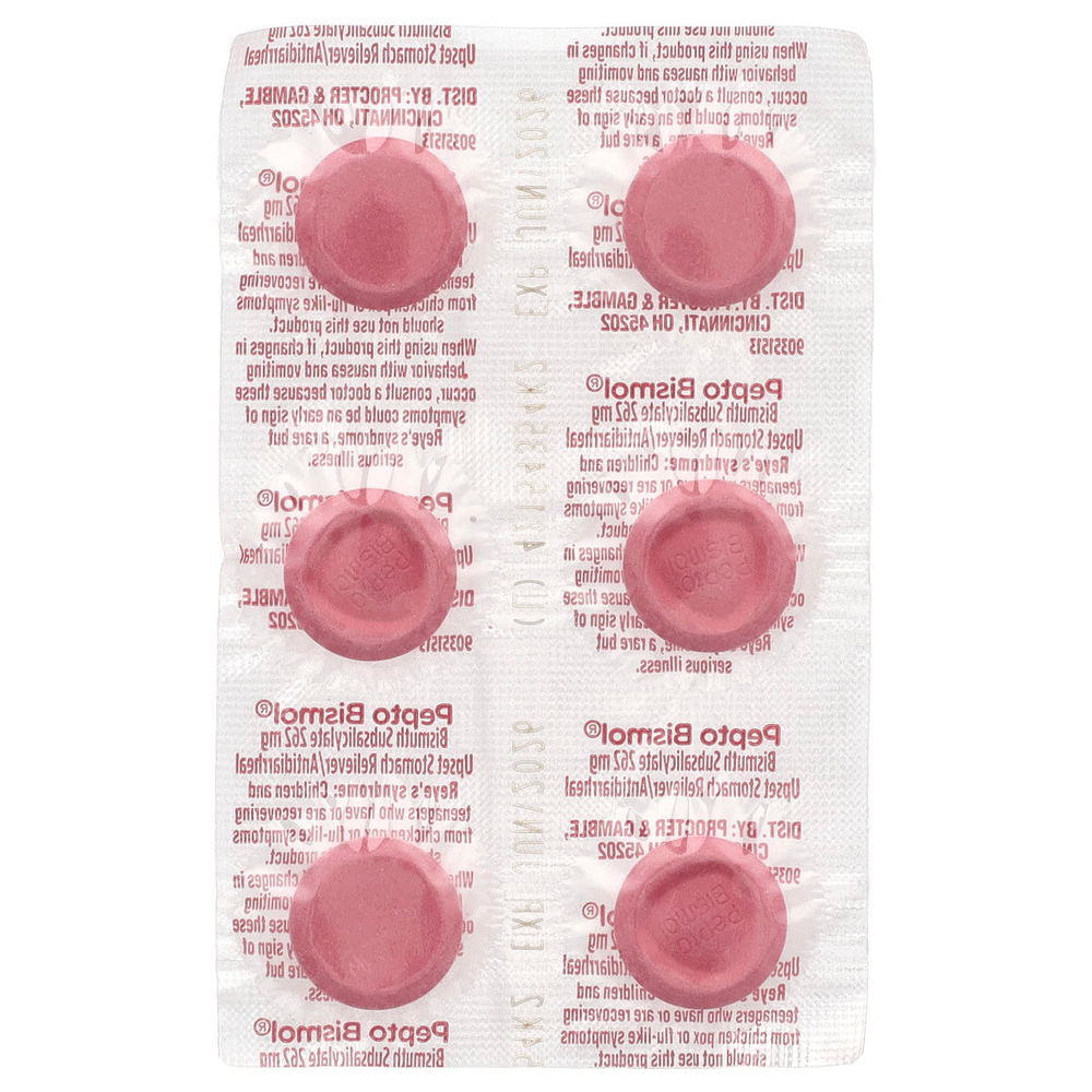 Pepto Bismol, Chewables, вишня, 30 жевательных таблеток (131 мг в 1 таблетке)