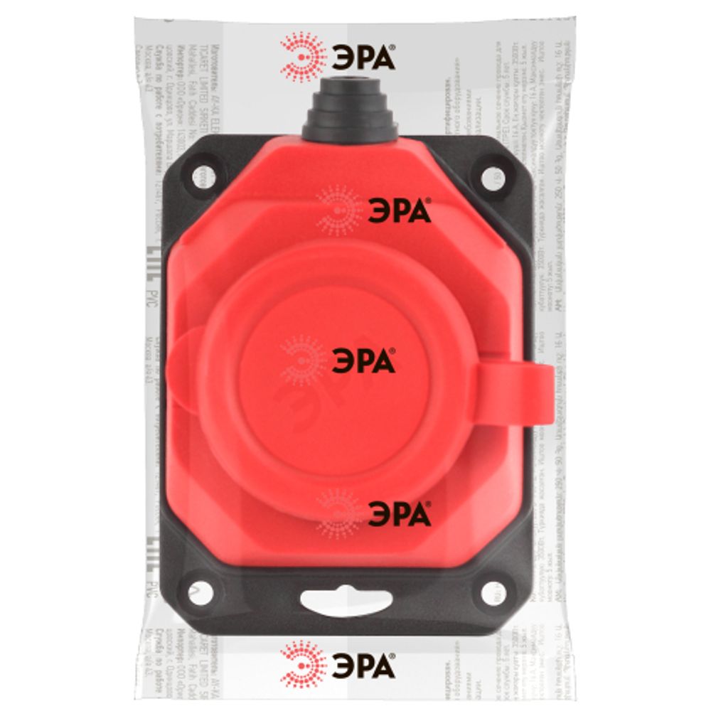 Колодка ЭРА K-1e-RED-IP44 каучуковая с заземлением 1 розетка 16A IP44 красная | Электротовары