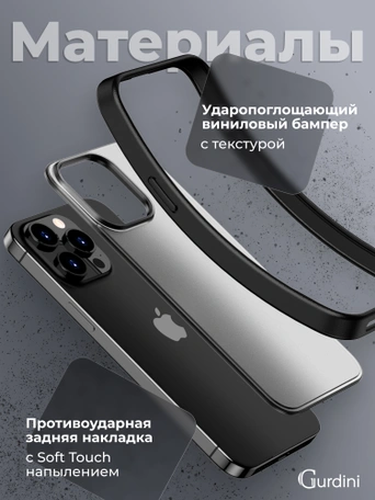 Чехол накладка iPhone 15 Pro 6.1" Gurdini Shockproof Case Black