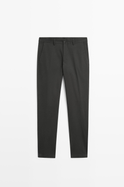 Massimo Dutti Зауженные брюки из смесового хлопка, серый