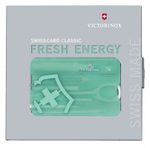 Швейцарская карта Victorinox SwissCard Classic Fresh Energy  (0.7145.T) бирюзовый полупрозрачный коробка подарочная